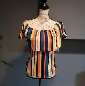 Vibe Multicolor Striped Off The Shoulder Top